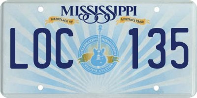 MS license plate LOC135