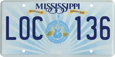 MS license plate LOC136