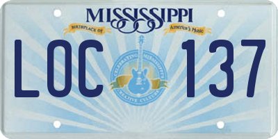 MS license plate LOC137