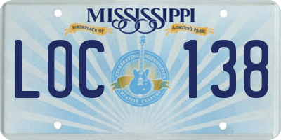 MS license plate LOC138