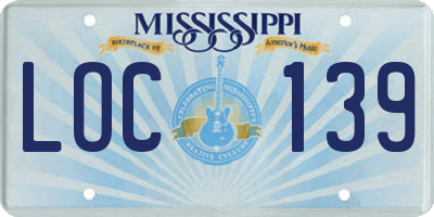 MS license plate LOC139