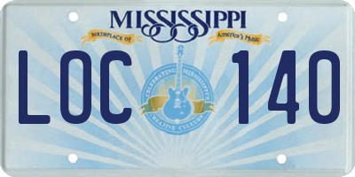 MS license plate LOC140