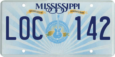 MS license plate LOC142