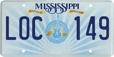 MS license plate LOC149