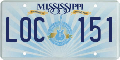 MS license plate LOC151
