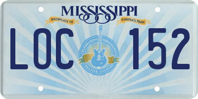 MS license plate LOC152