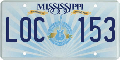 MS license plate LOC153