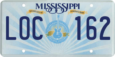 MS license plate LOC162