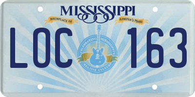 MS license plate LOC163