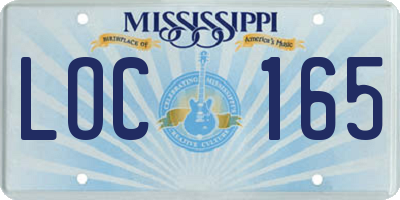 MS license plate LOC165