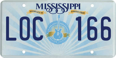 MS license plate LOC166
