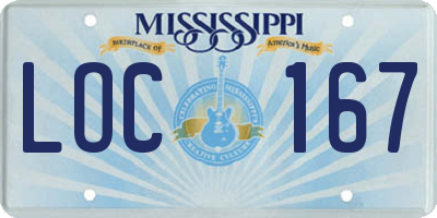 MS license plate LOC167