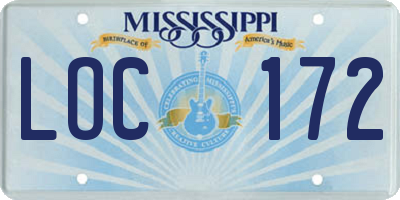 MS license plate LOC172