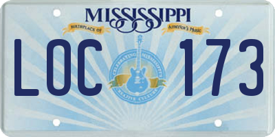 MS license plate LOC173