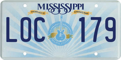 MS license plate LOC179