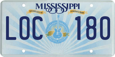 MS license plate LOC180