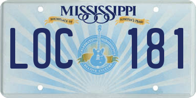 MS license plate LOC181