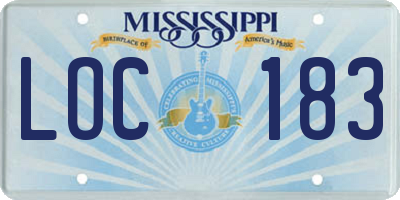 MS license plate LOC183