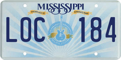 MS license plate LOC184