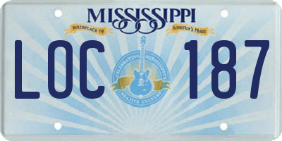 MS license plate LOC187