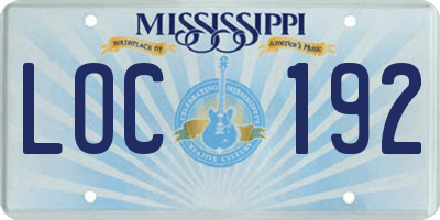 MS license plate LOC192