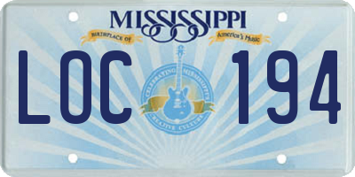 MS license plate LOC194