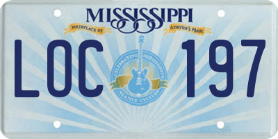MS license plate LOC197