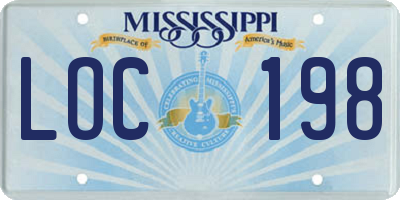 MS license plate LOC198