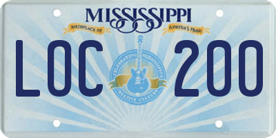 MS license plate LOC200