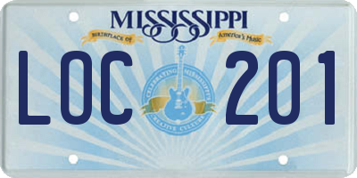 MS license plate LOC201