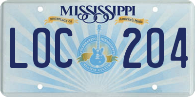 MS license plate LOC204