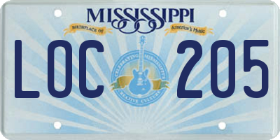 MS license plate LOC205