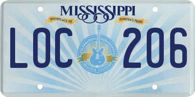 MS license plate LOC206