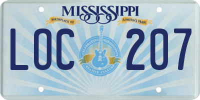 MS license plate LOC207