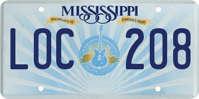 MS license plate LOC208