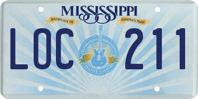 MS license plate LOC211
