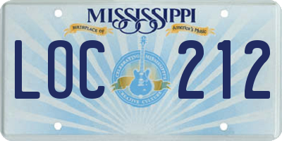 MS license plate LOC212