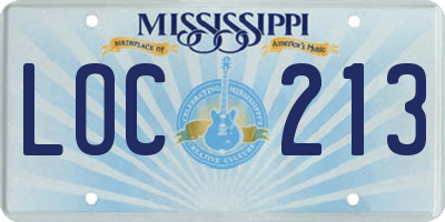 MS license plate LOC213