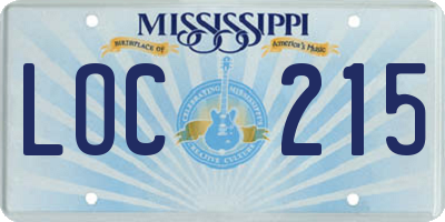 MS license plate LOC215