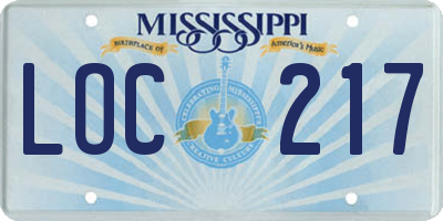 MS license plate LOC217