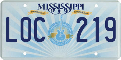 MS license plate LOC219