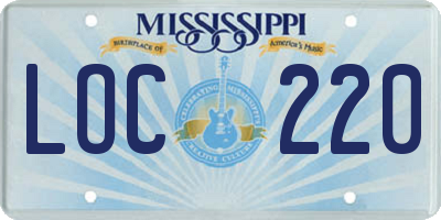 MS license plate LOC220