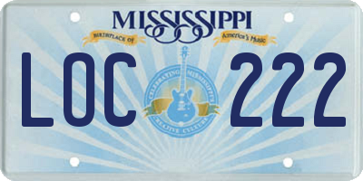 MS license plate LOC222