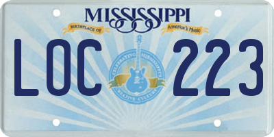 MS license plate LOC223