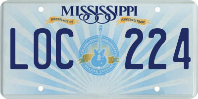 MS license plate LOC224