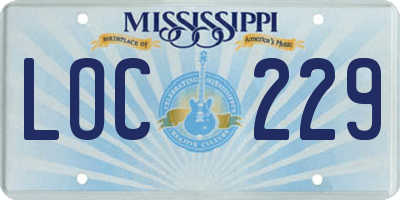 MS license plate LOC229