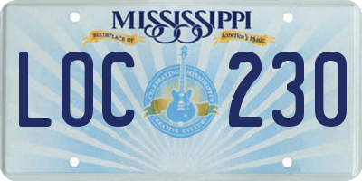 MS license plate LOC230