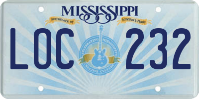 MS license plate LOC232