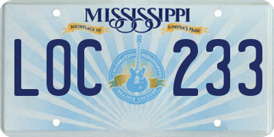 MS license plate LOC233