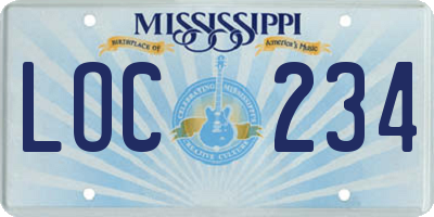 MS license plate LOC234